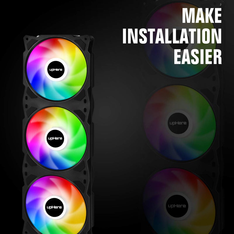 upHere 360mm All-in-One Auto RGB Computer Case Fan with PWM 4-Pin Interface High Performance Cooling Low Noise for Enhanced PC Cooling Black AUTO RGB,PWM 4-Pin,PF360CF4 - Image 2